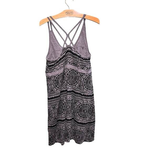 Geometric Lace Strappy Back Tank Dress Purple Gray Boho Festival - Picture 3 of 4